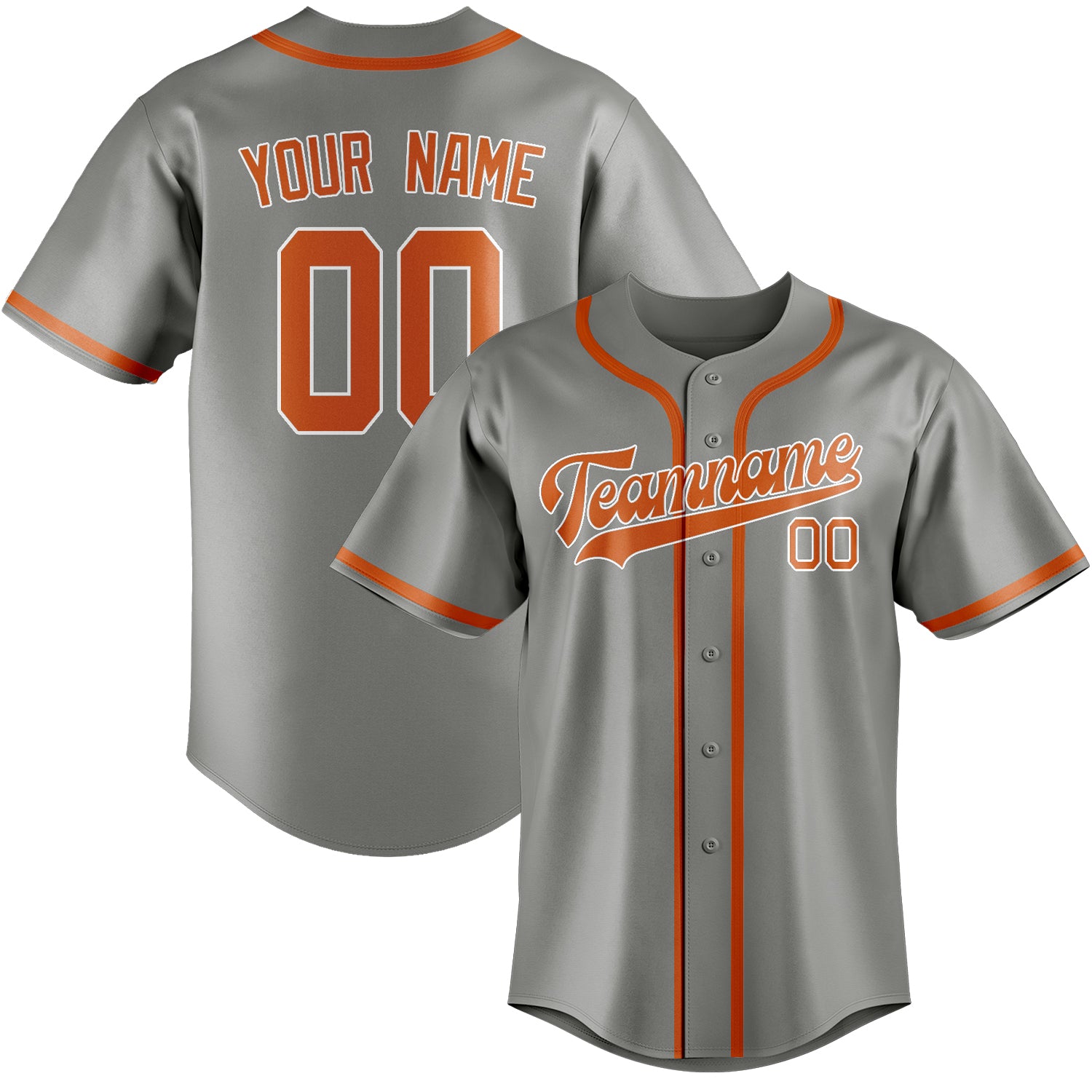 Benutzerdefiniertes Professionelles Grau Orange Baseballtrikot