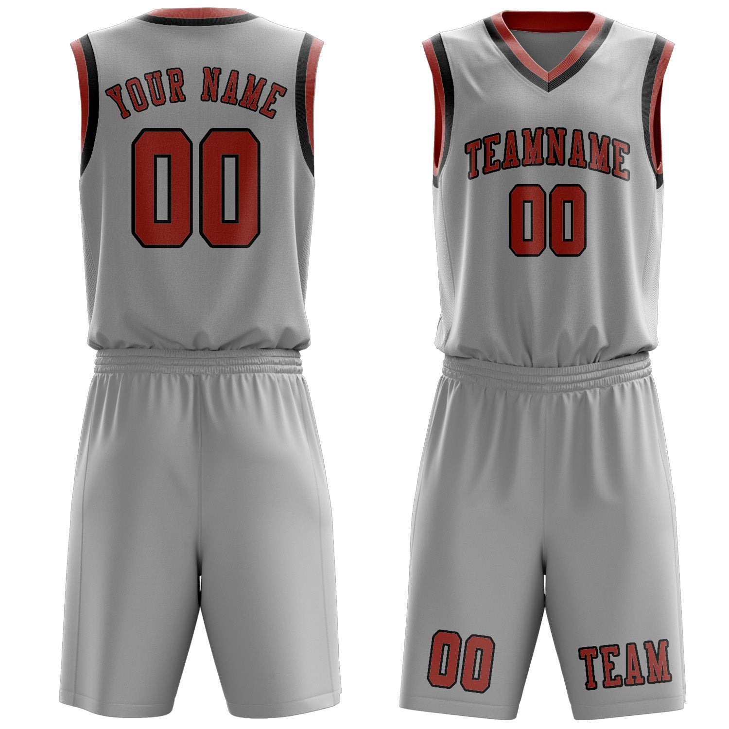 Benutzerdefiniertes Professionelles Grau Kupferrose Basketballtrikot-Set