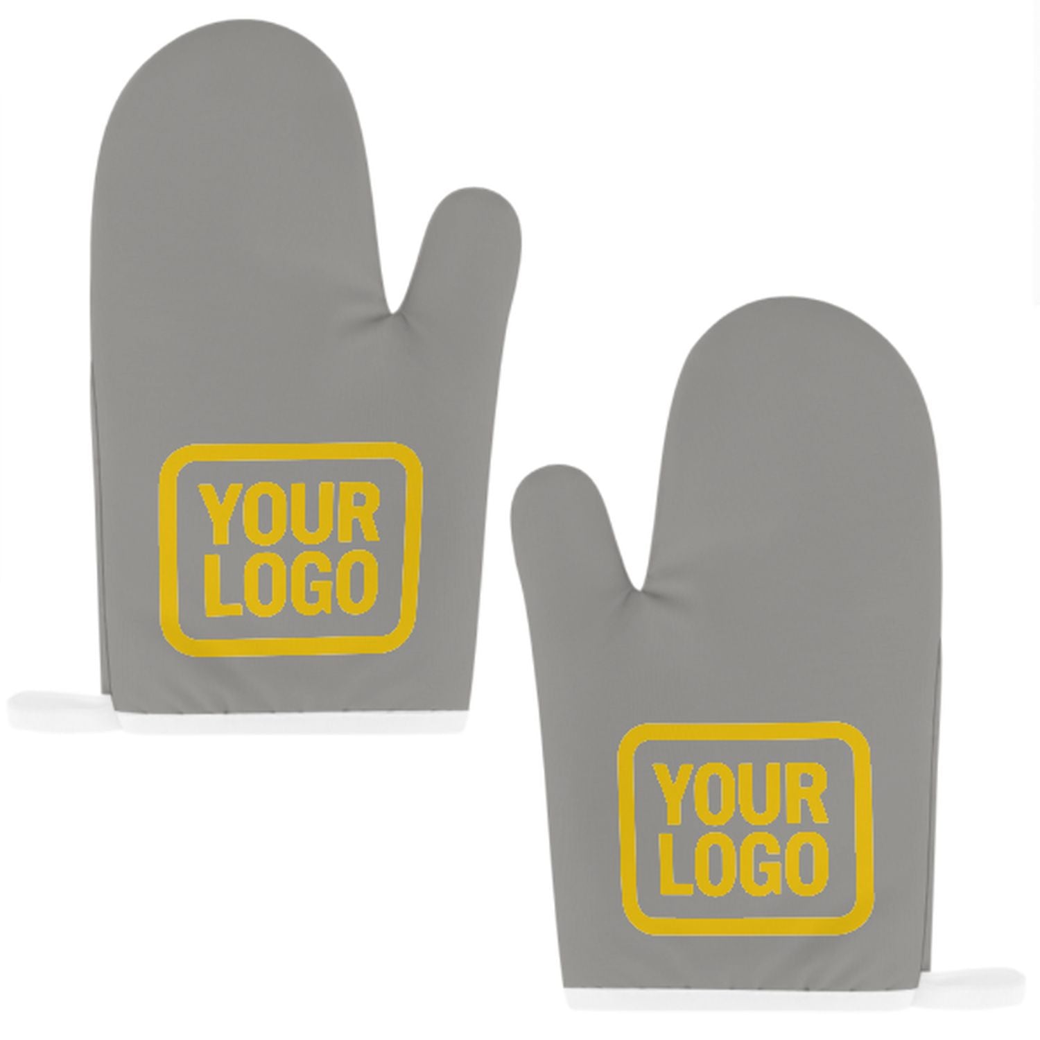 Maßgeschneidertes Grau  Gold Topfhandschuh Set – 2-teilig