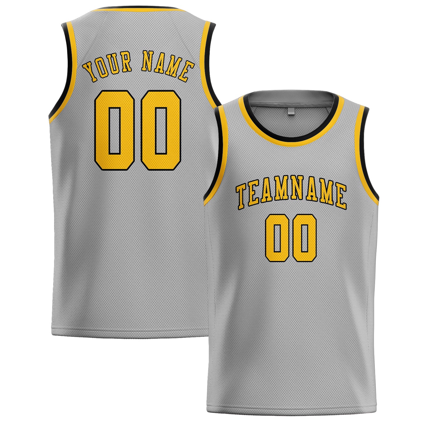 Benutzerdefiniertes Professionelles Grau Gold Basketballtrikot