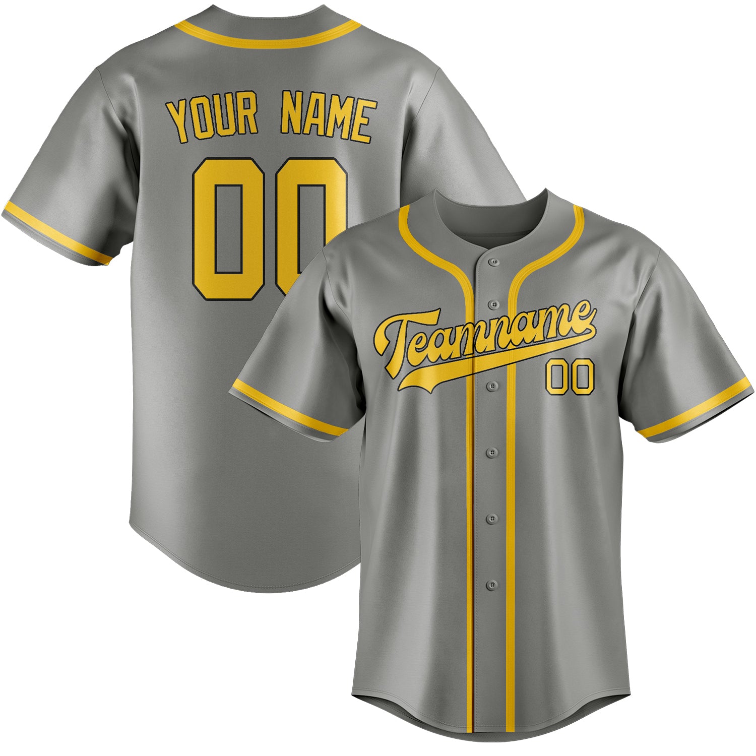 Benutzerdefiniertes Professionelles Grau Gold Baseballtrikot