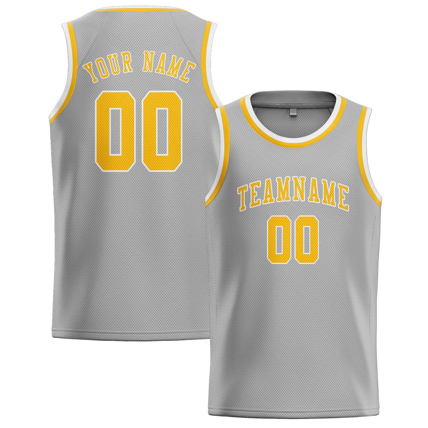 Benutzerdefiniertes Professionelles Grau Gold Basketballtrikot