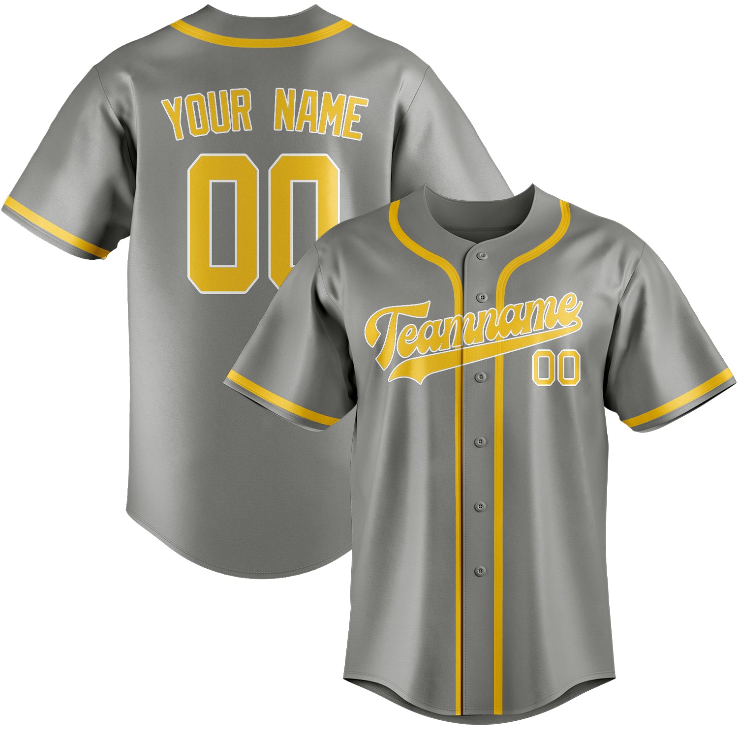 Benutzerdefiniertes Professionelles Grau Gold Baseballtrikot