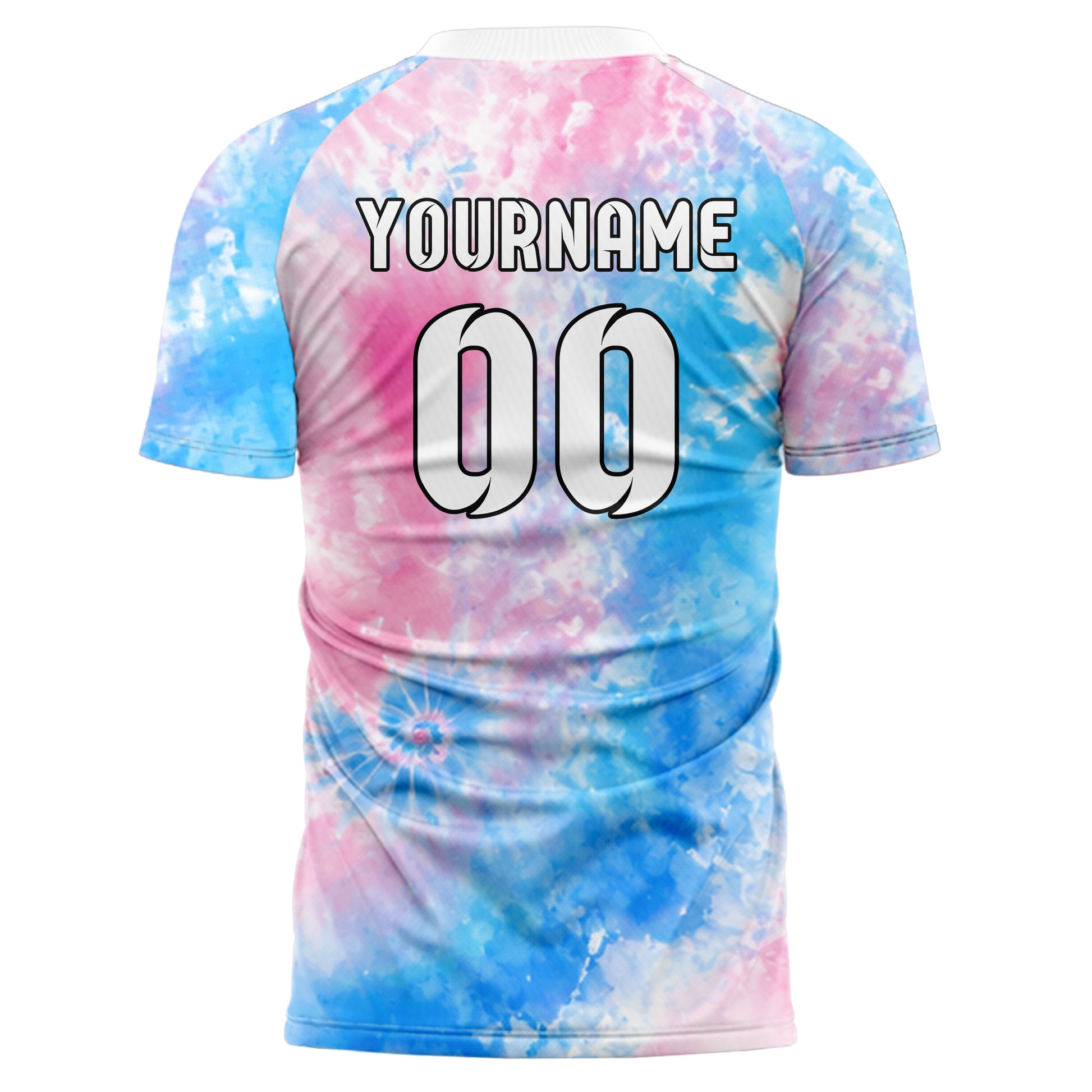 Himmelblau pastelliges Batik Soft Cloud Bleed Design 04-0008 individuelles Fußballtrikot back