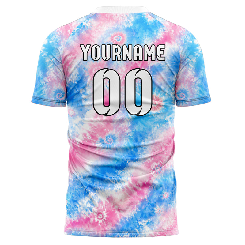 Himmelblau pastelliges Batik Soft Cloud Bleed Design 04-0008 individuelles Fußballtrikot front