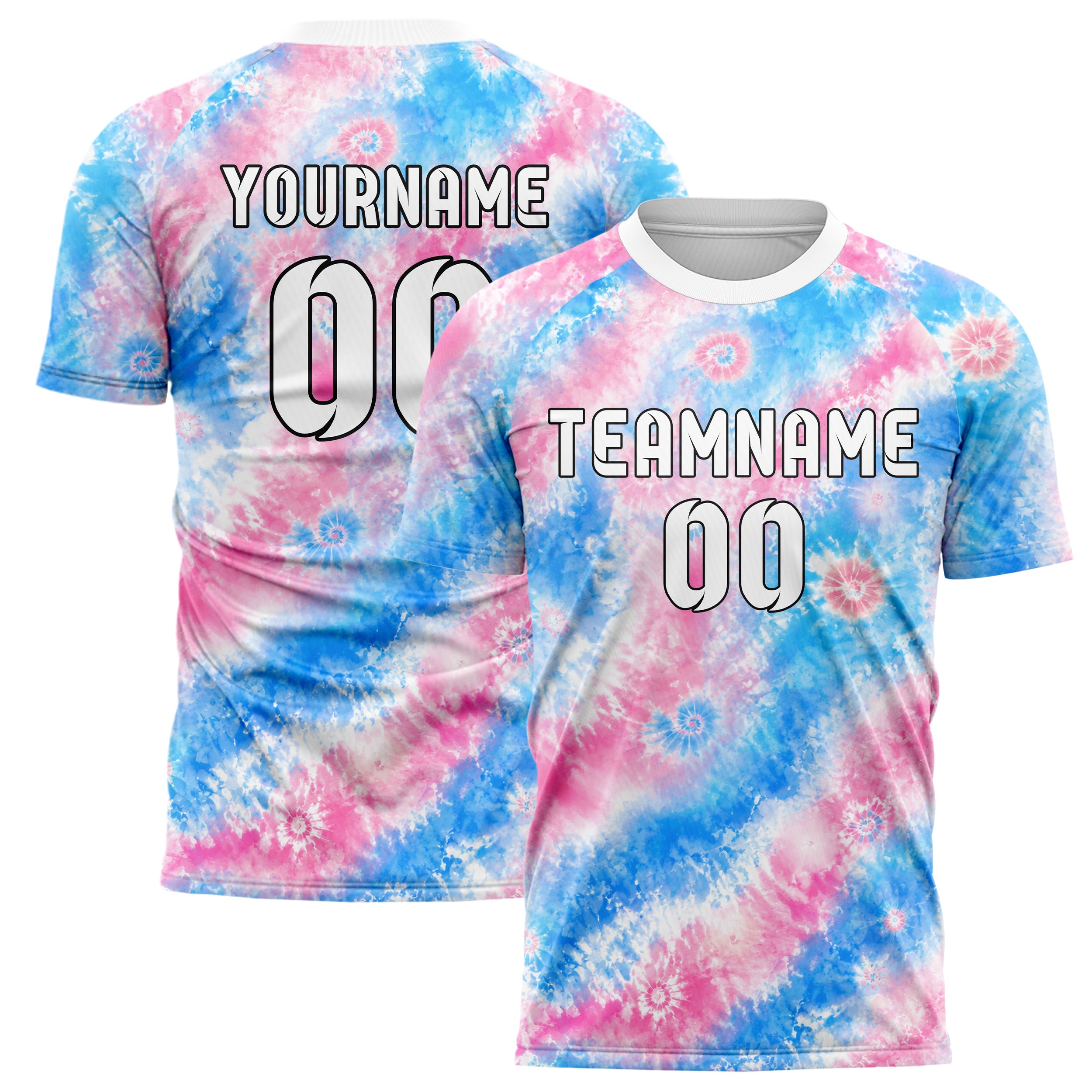 Himmelblau pastelliges Batik Soft Cloud Bleed Design 04-0008 individuelles Fußballtrikot main