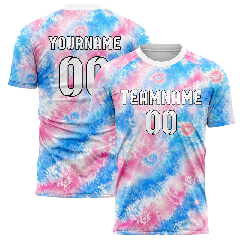 Himmelblau pastelliges Batik Soft Cloud Bleed Design 04-0008 individuelles Fußballtrikot main