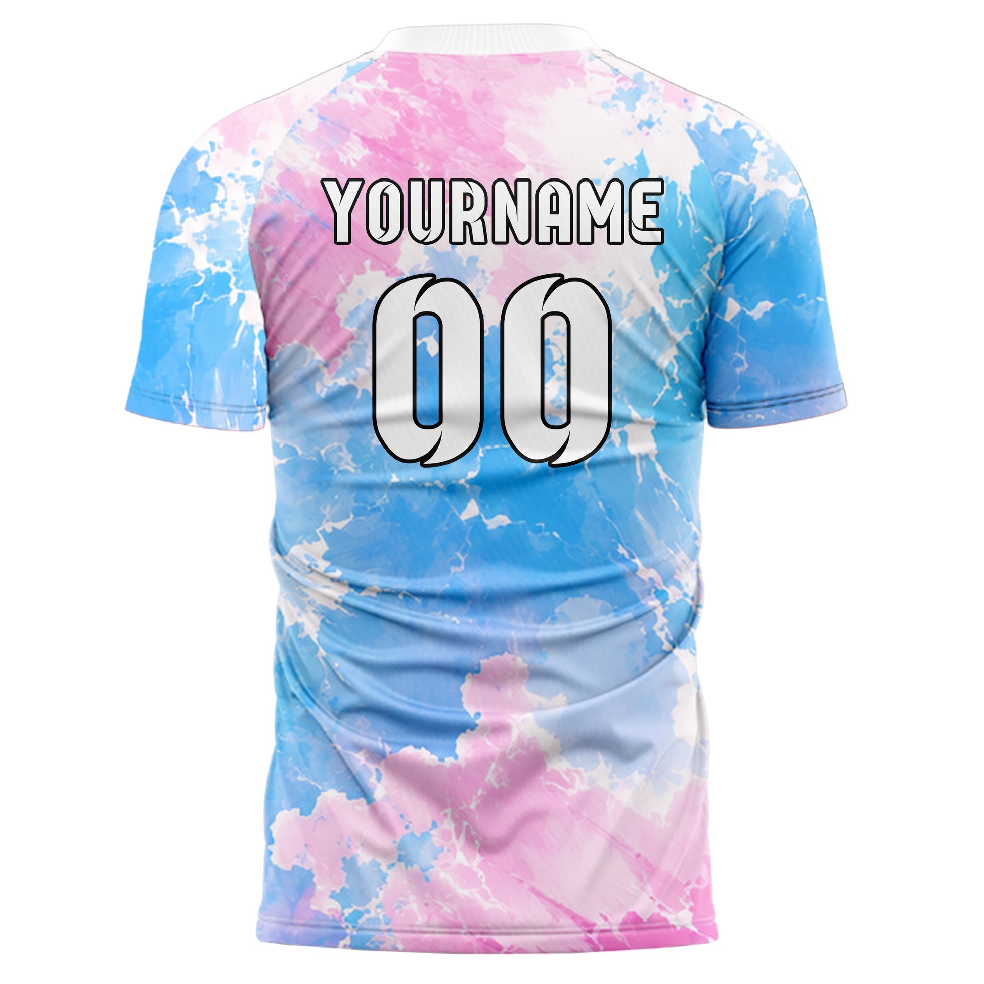 Himmelblau pastelliges Batik Soft Cloud Bleed Design 04-0020 individuelles Fußballtrikot back