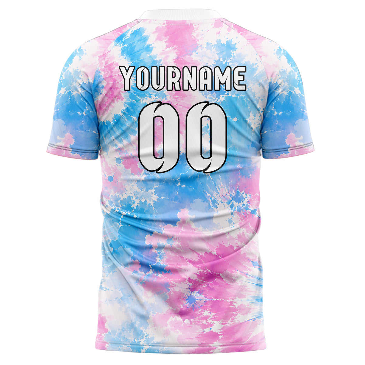 Himmelblau pastelliges Batik Soft Cloud Bleed Design 04-0020 individuelles Fußballtrikot front