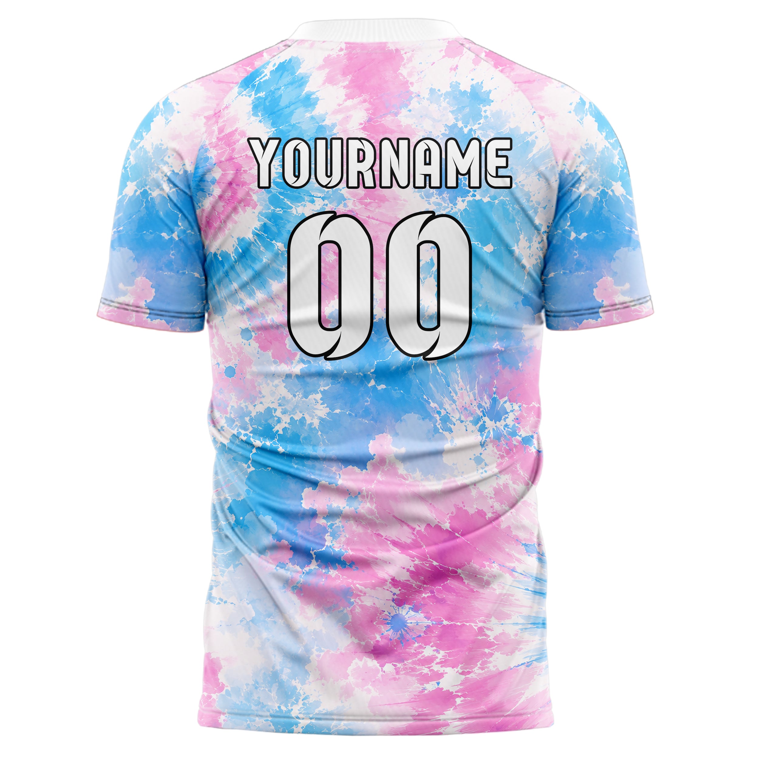Himmelblau pastelliges Batik Soft Cloud Bleed Design 04-0020 individuelles Fußballtrikot front