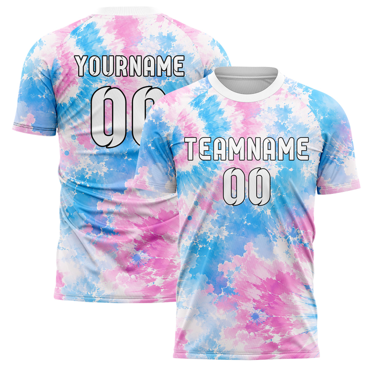 Himmelblau pastelliges Batik Soft Cloud Bleed Design 04-0020 individuelles Fußballtrikot main