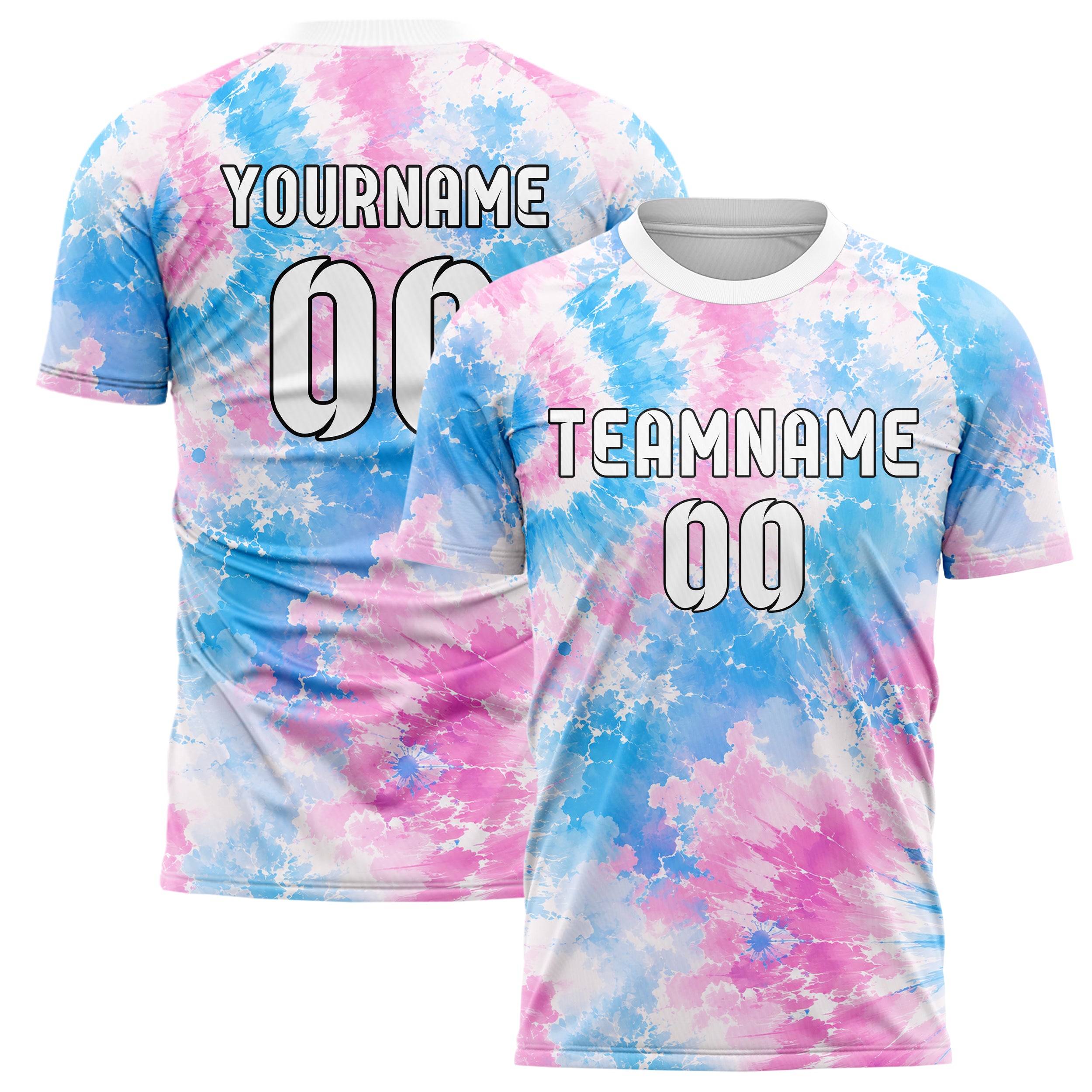 Himmelblau pastelliges Batik Soft Cloud Bleed Design 04-0020 individuelles Fußballtrikot main