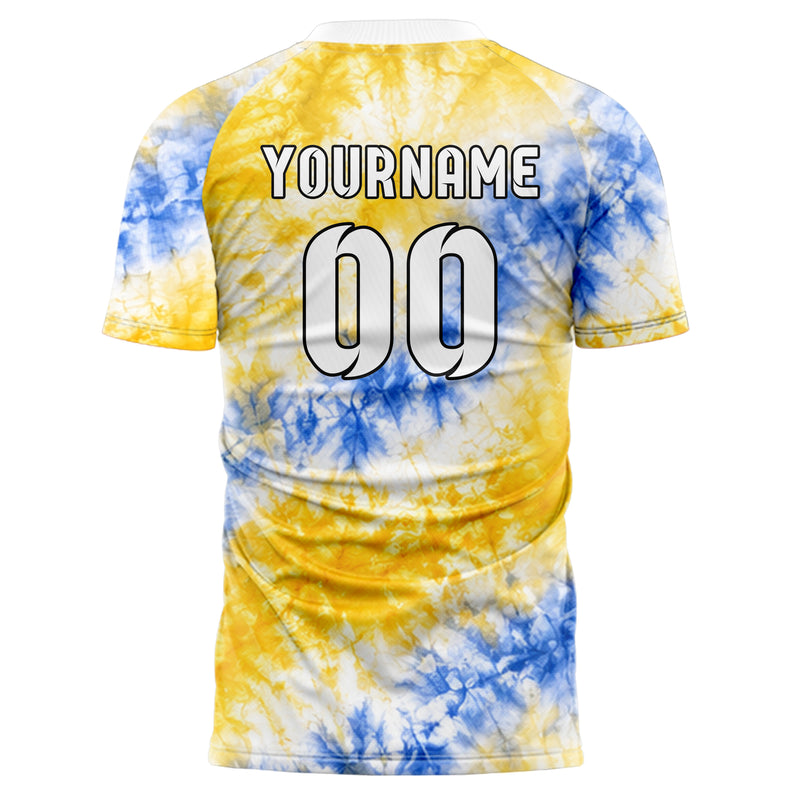 Gold klassisches Batik Crumple Texture Design 04-0003 individuelles Fußballtrikot back