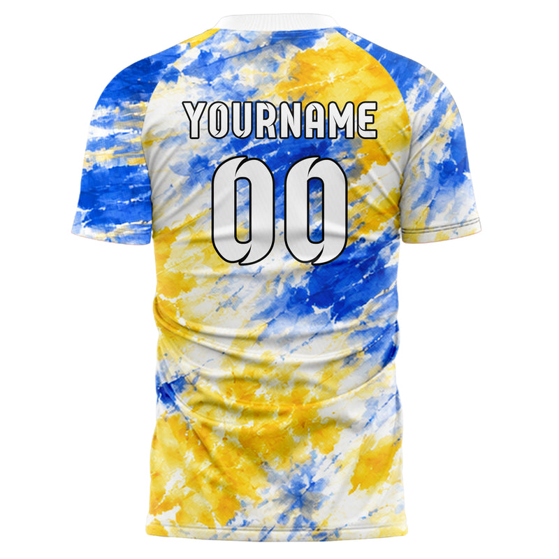 Gold klassisches Batik Radial Burst Design 04-0006 individuelles Fußballtrikot back