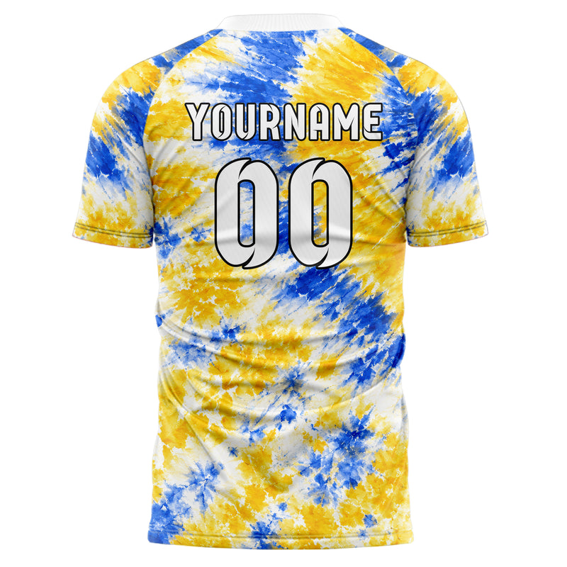 Gold klassisches Batik Radial Burst Design 04-0006 individuelles Fußballtrikot front