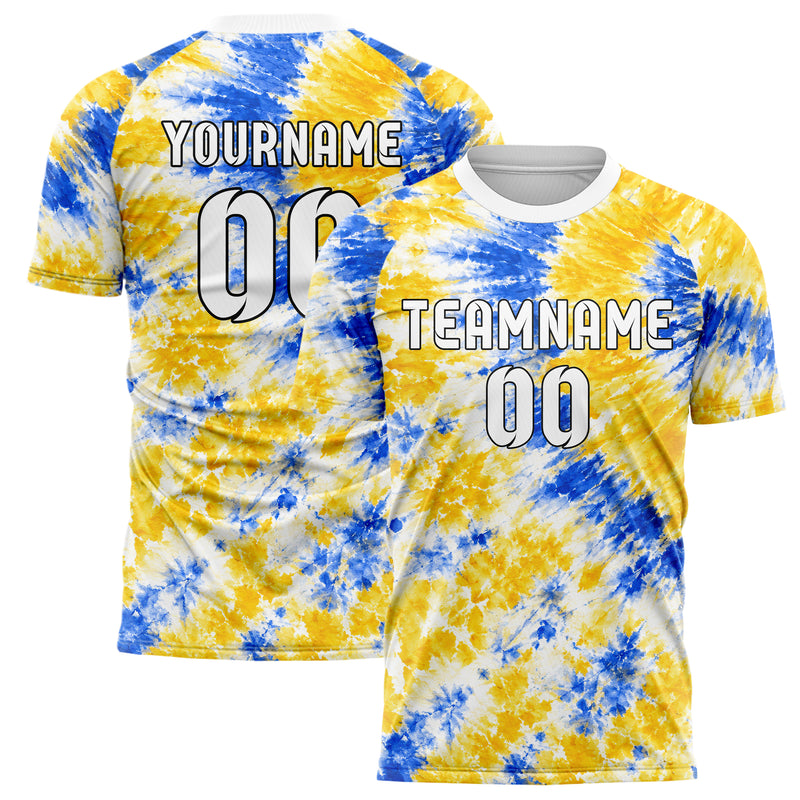 Gold klassisches Batik Radial Burst Design 04-0006 individuelles Fußballtrikot main