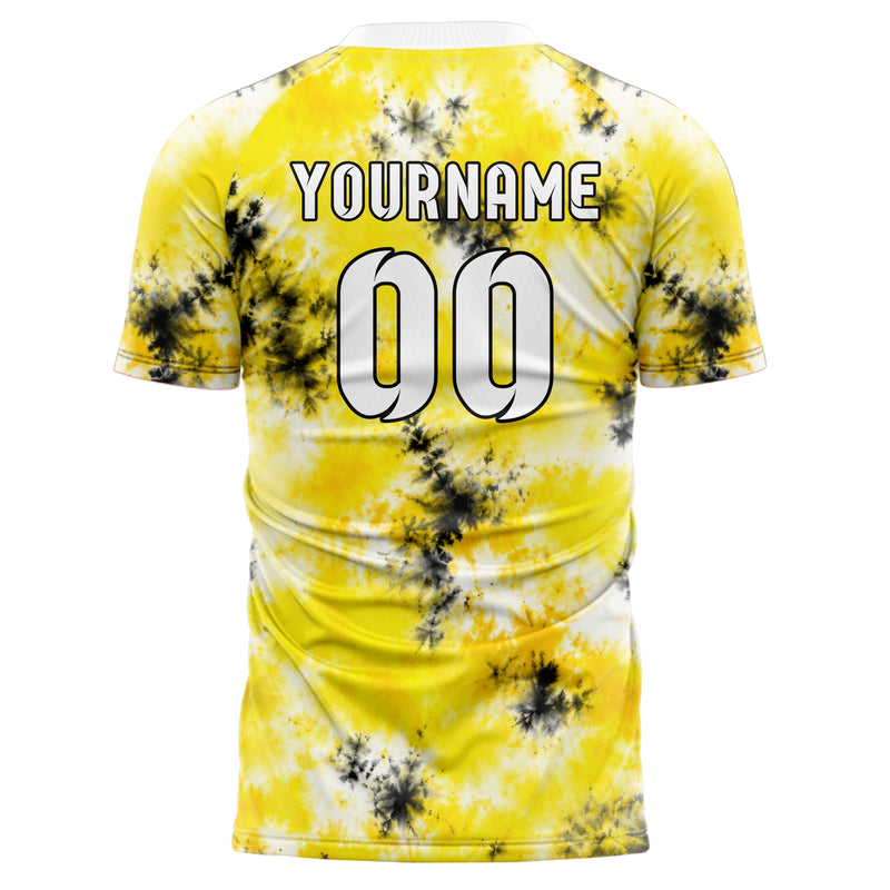 Gelb lebendiges Batik Soft Cloud Bleed Design 04-0002 individuelles Fußballtrikot front