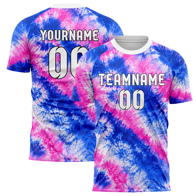 Royalblau klassisches Batik Crumple Texture Design 04-0009 individuelles Fußballtrikot main