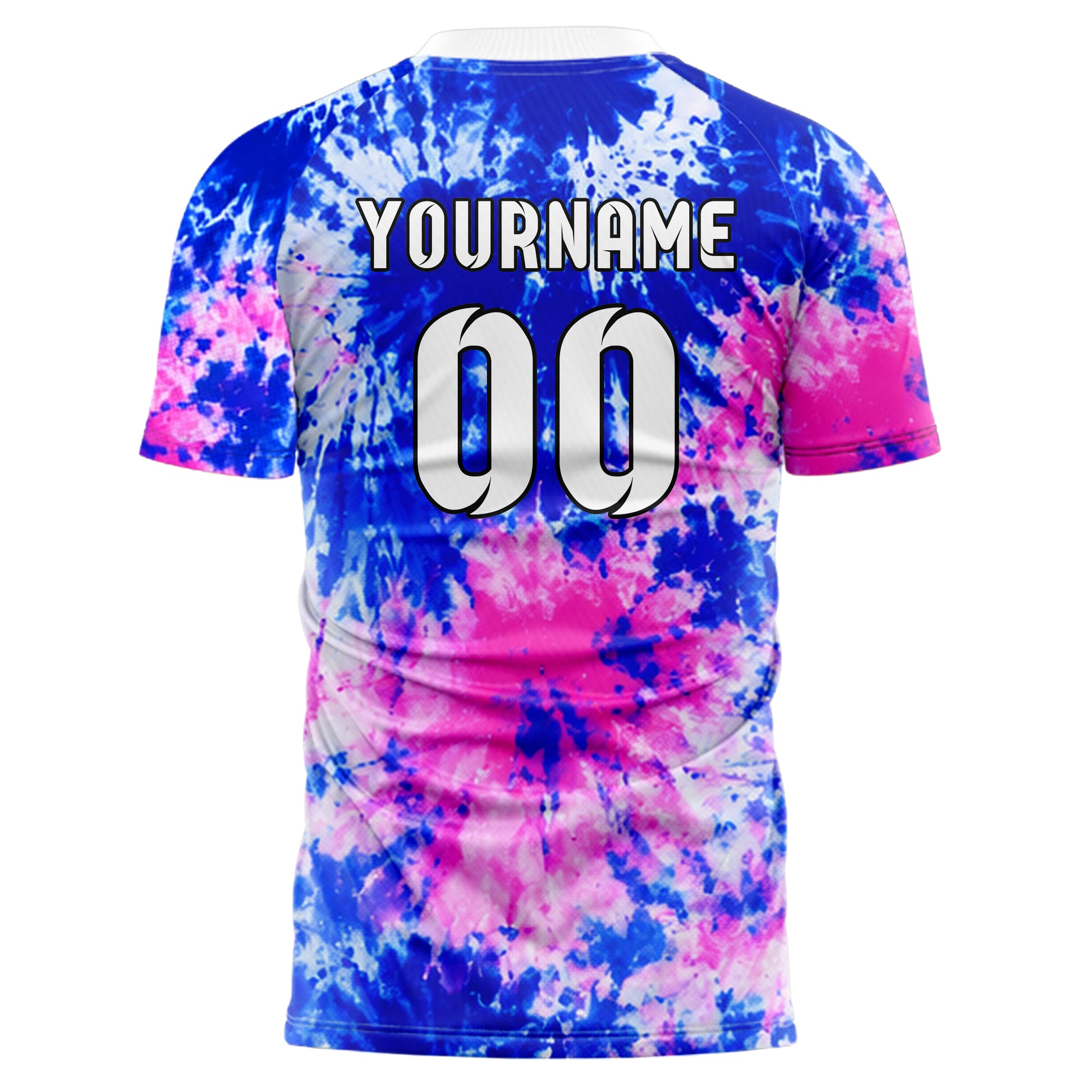 Royalblau klassisches Batik Radial Burst Design 04-0012 individuelles Fußballtrikot back