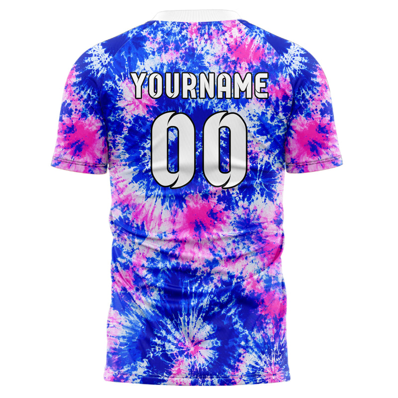 Royalblau klassisches Batik Radial Burst Design 04-0012 individuelles Fußballtrikot front