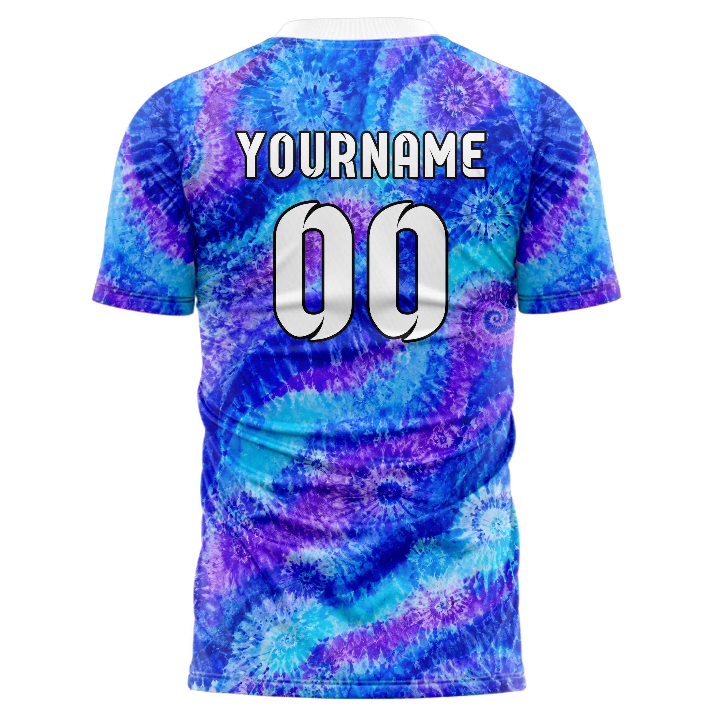 Royalblau lebendiges Batik diagonal fliessende Wellen Design 04-0011 individuelles Fußballtrikot front