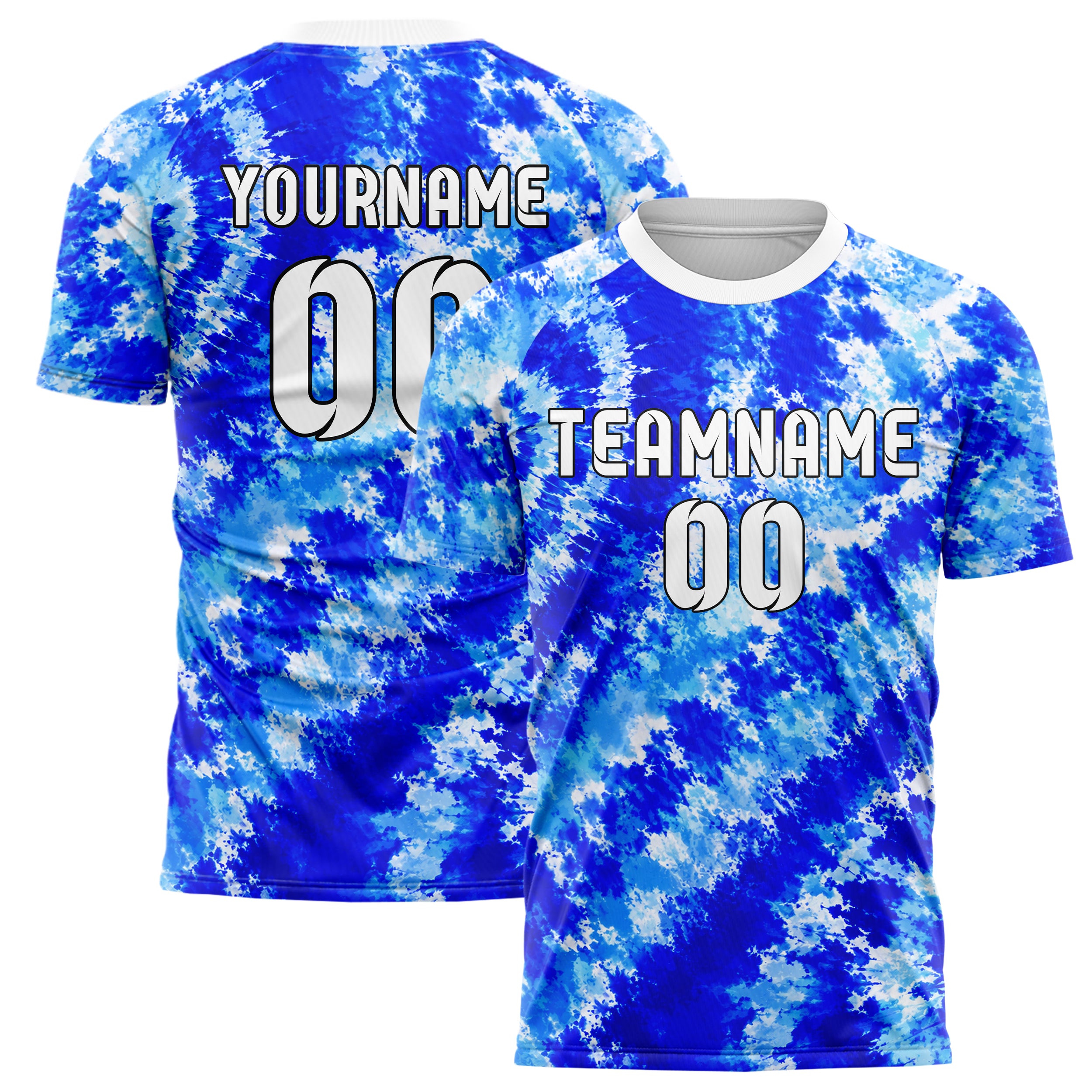 Royalblau lebendiges Batik Off Center Spiral Design 04-0004 individuelles Fußballtrikot main