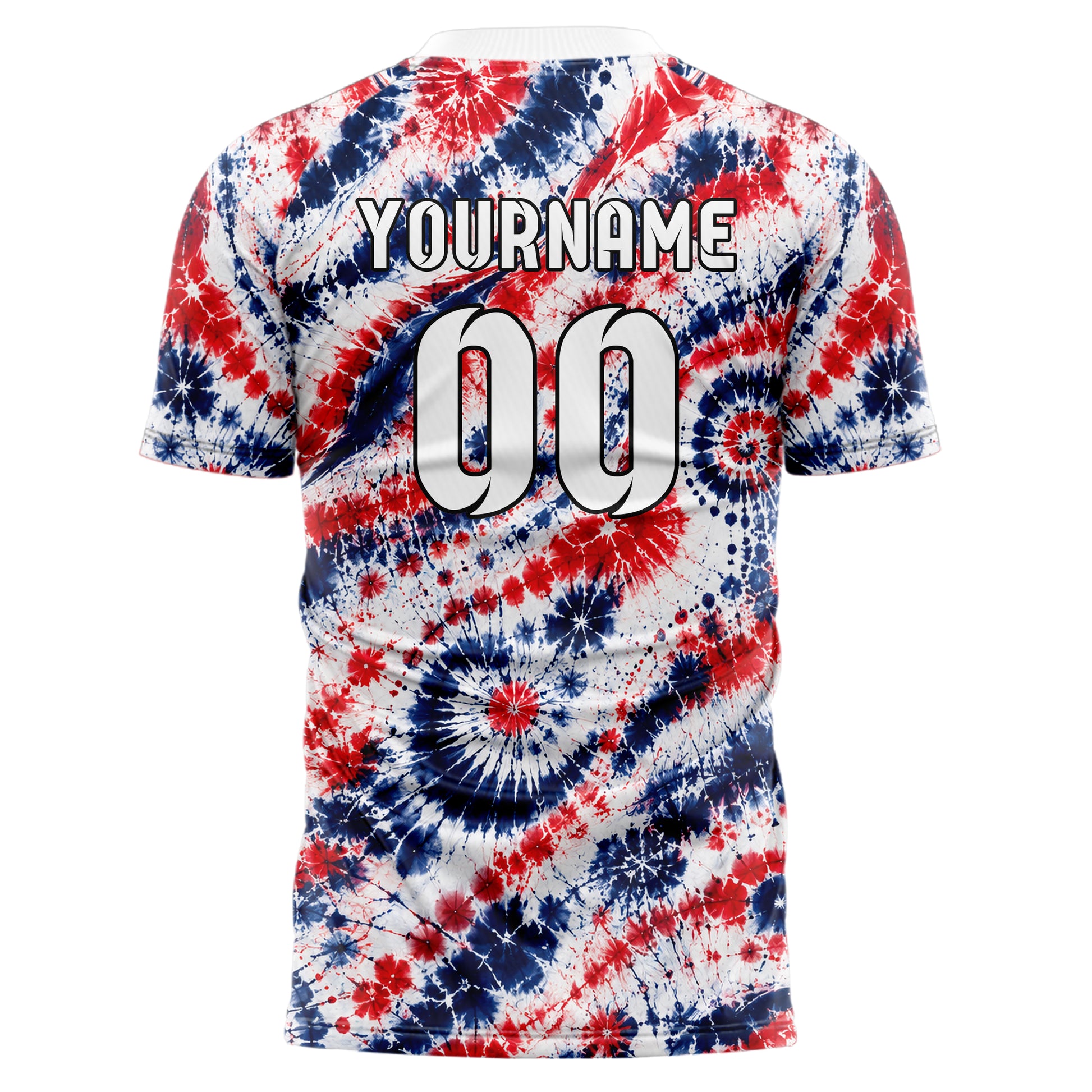 Weiss klassisches Batik diagonal fliessende Wellen Design 04-0017 individuelles Fußballtrikot front