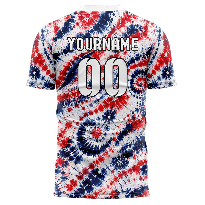 Weiss klassisches Batik diagonal fliessende Wellen Design 04-0017 individuelles Fußballtrikot front