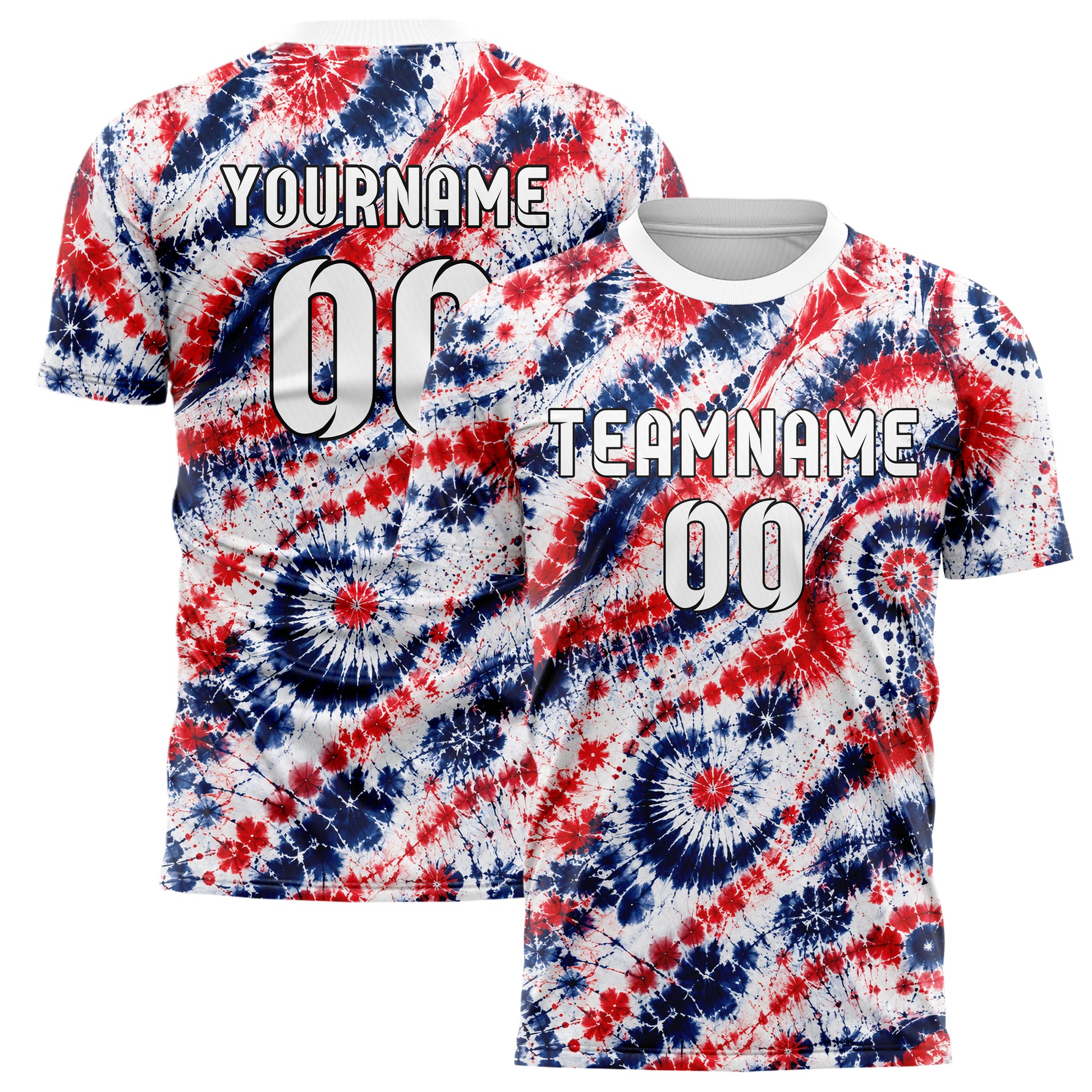 Weiss klassisches Batik diagonal fliessende Wellen Design 04-0017 individuelles Fußballtrikot main