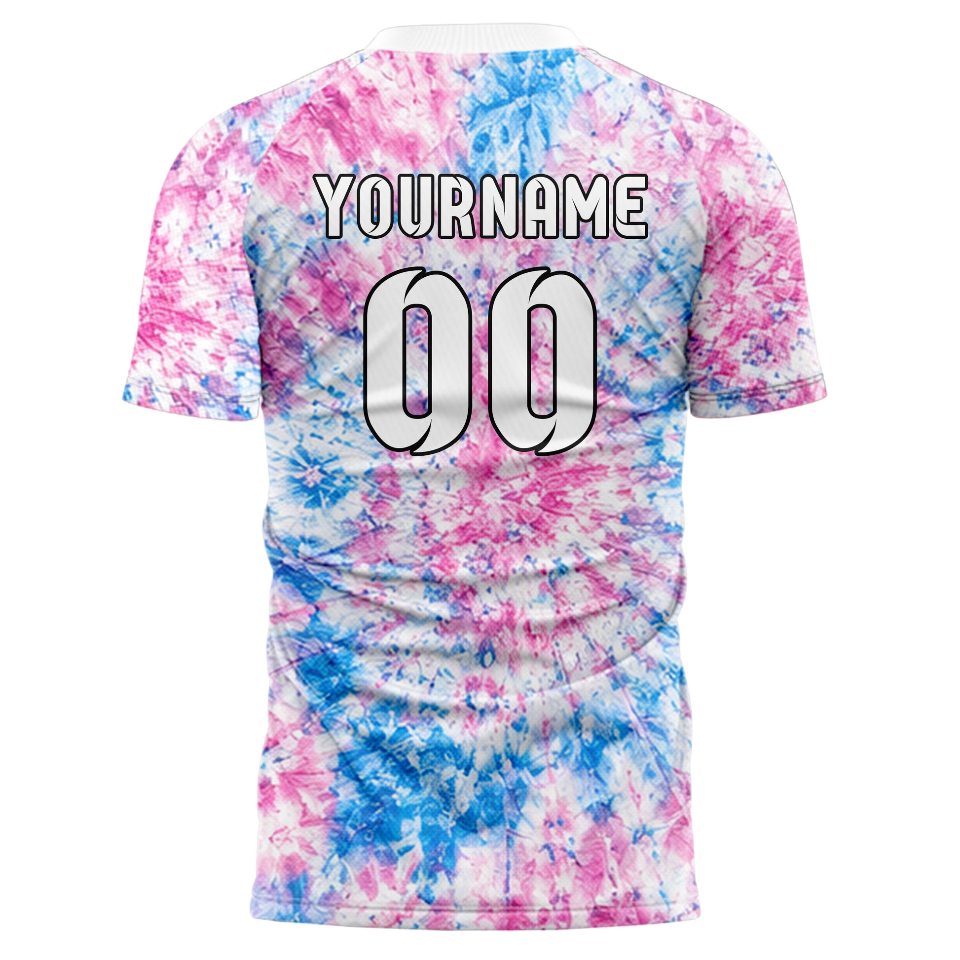 Weiss lebendiges Batik Crumple Texture Design 04-0015 individuelles Fußballtrikot back