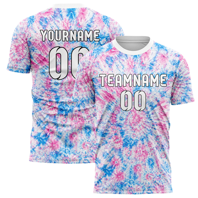 Weiss lebendiges Batik Crumple Texture Design 04-0015 individuelles Fußballtrikot main