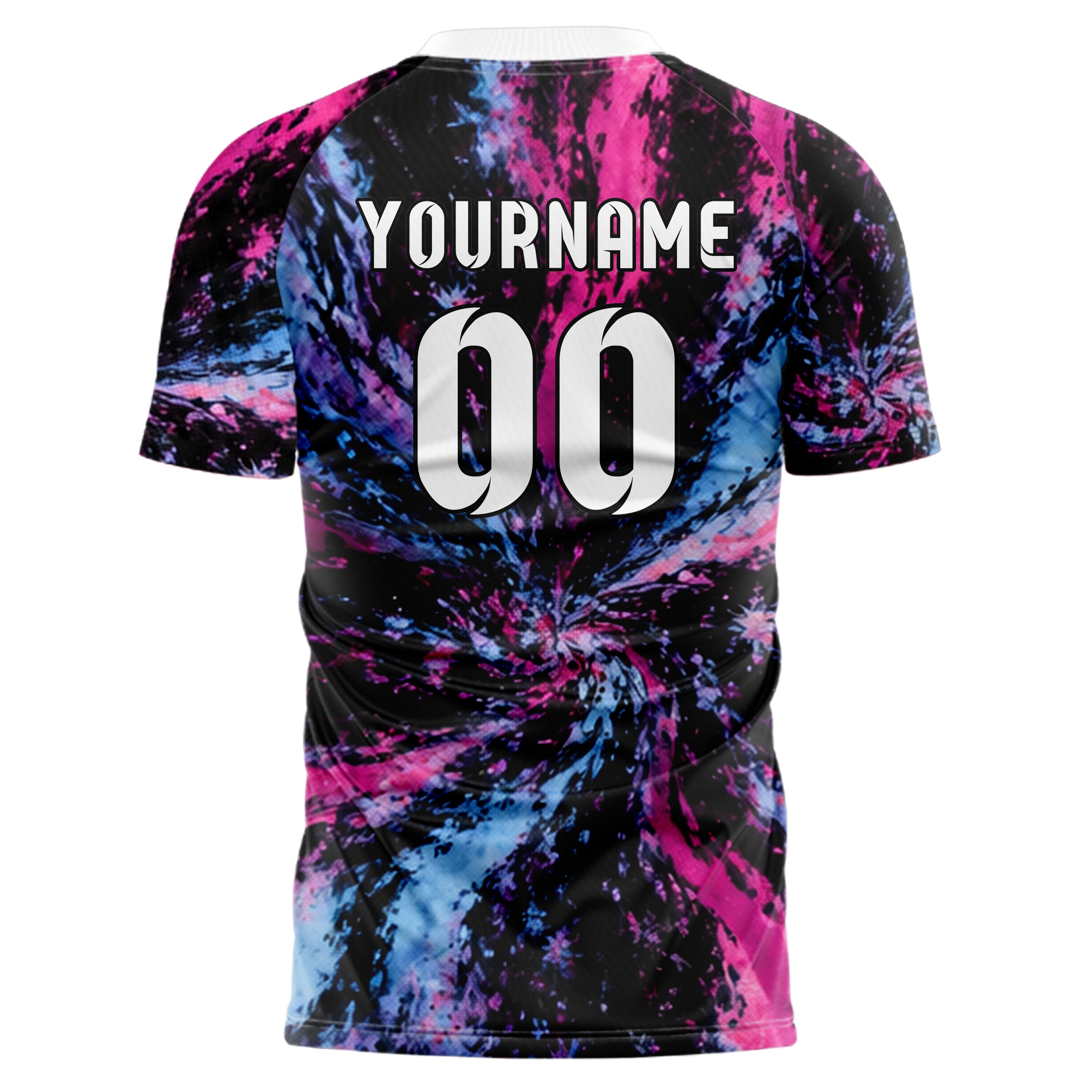 Schwarz lebendiges Batik diagonal fliessende Wellen Design 04-0005 individuelles Fußballtrikot back