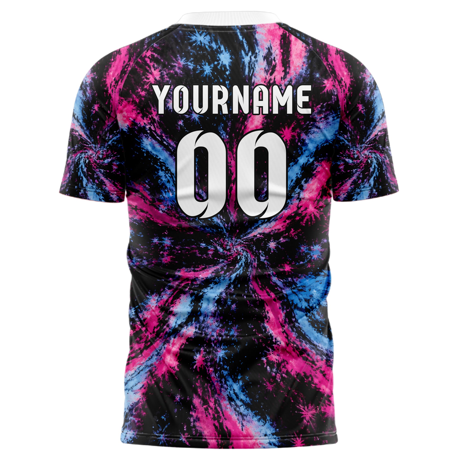 Schwarz lebendiges Batik diagonal fliessende Wellen Design 04-0005 individuelles Fußballtrikot front