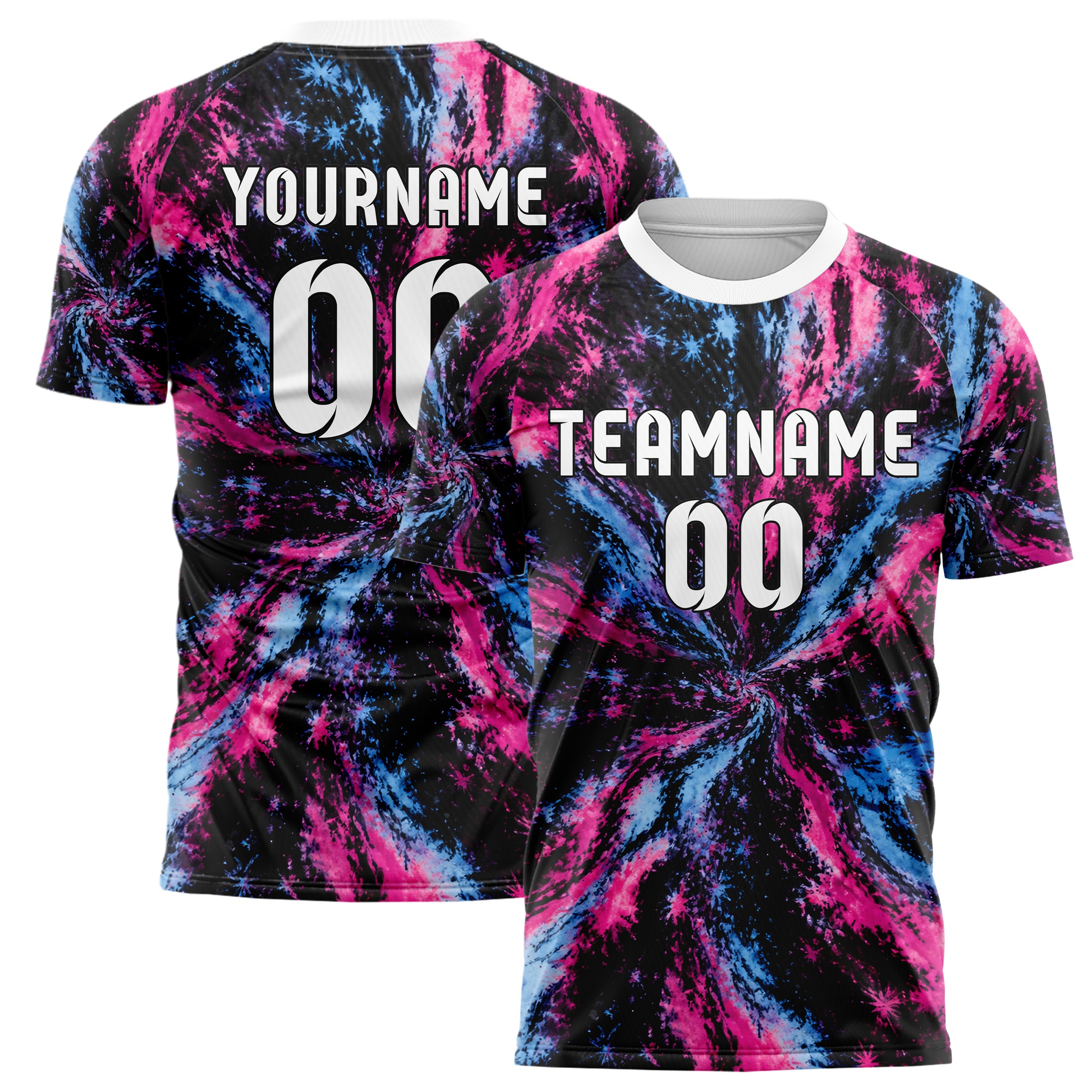 Schwarz lebendiges Batik diagonal fliessende Wellen Design 04-0005 individuelles Fußballtrikot main