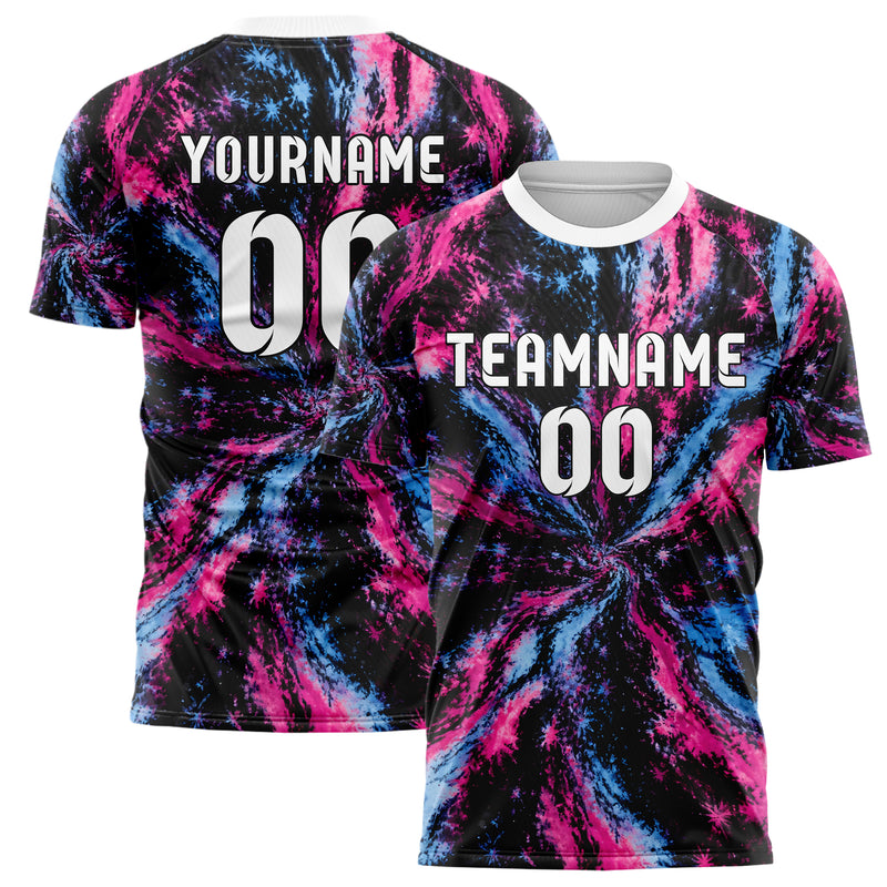 Schwarz lebendiges Batik diagonal fliessende Wellen Design 04-0005 individuelles Fußballtrikot main