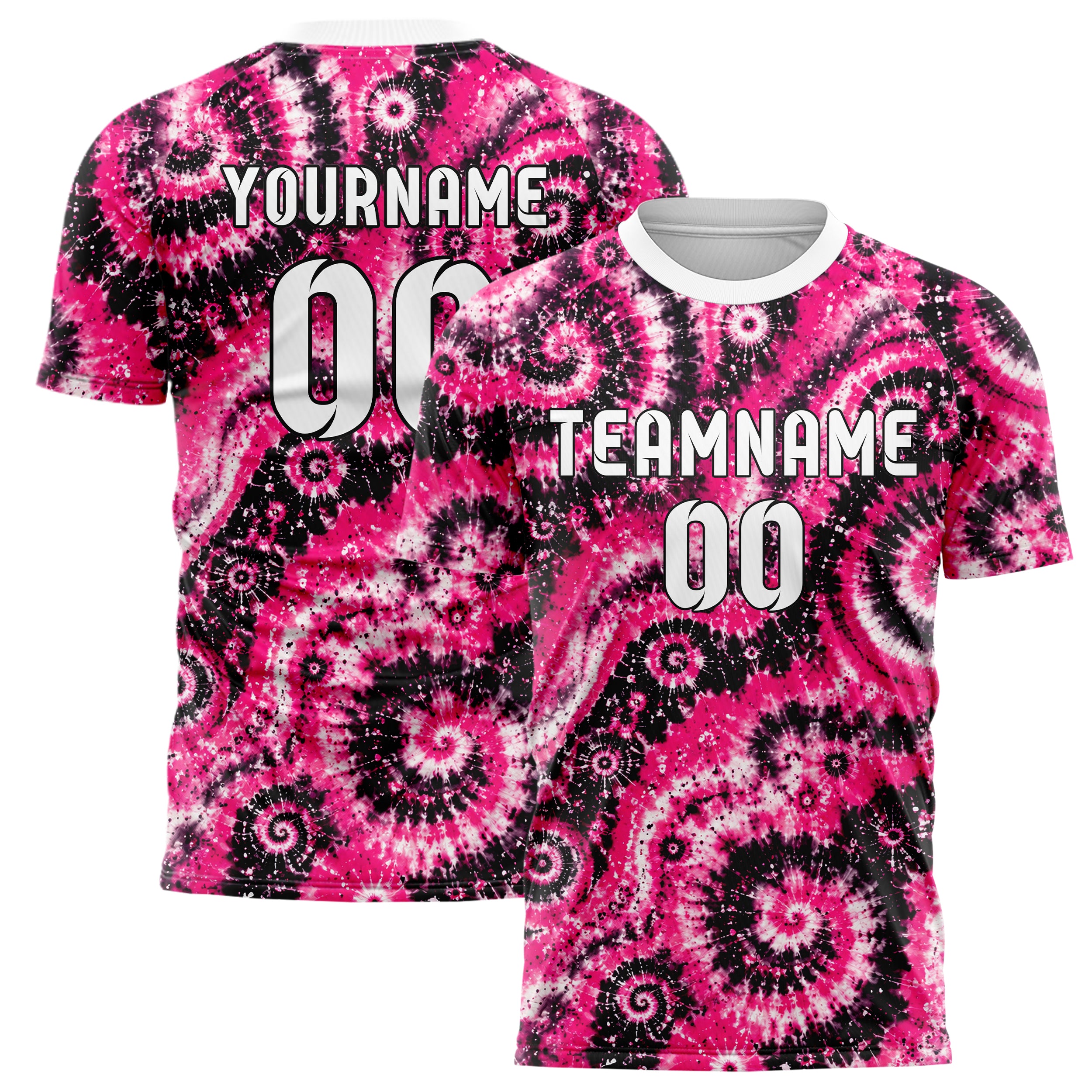 Hot Pink lebendiges Batik Multi Ring Spiral Design 04-0013 individuelles Fußballtrikot main