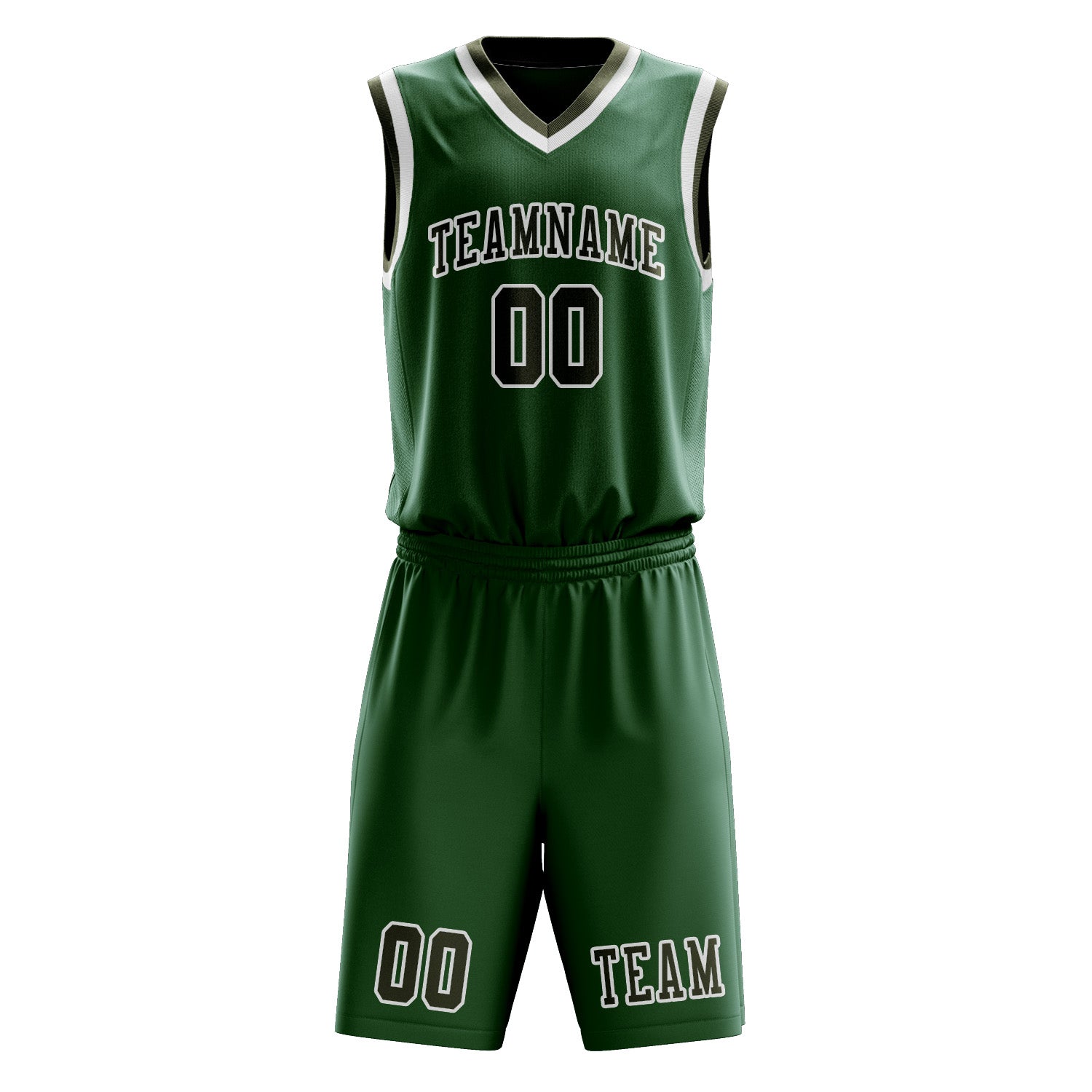 Benutzerdefiniertes Professionelles Moosgrün Dunkles Oliv Basketballtrikot-Set