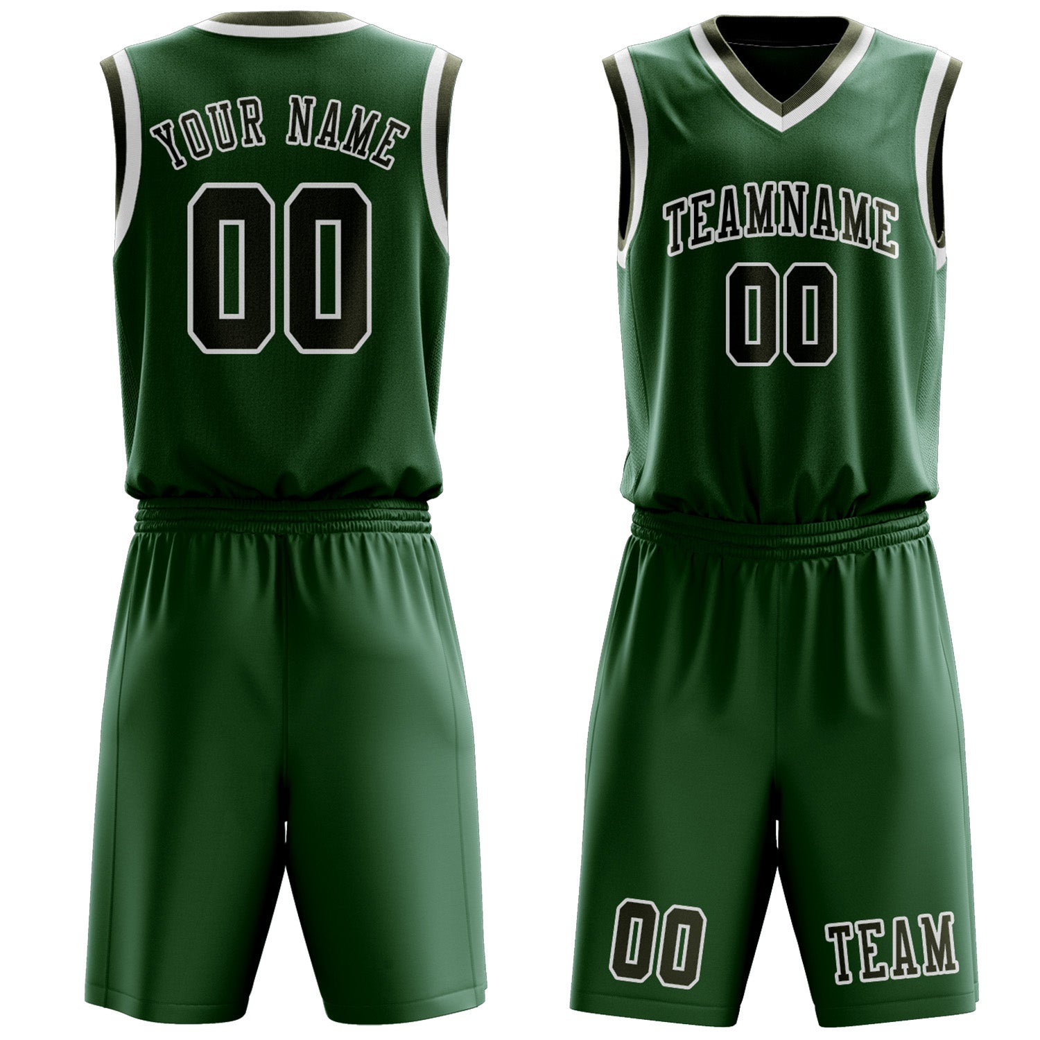 Benutzerdefiniertes Professionelles Moosgrün Dunkles Oliv Basketballtrikot-Set