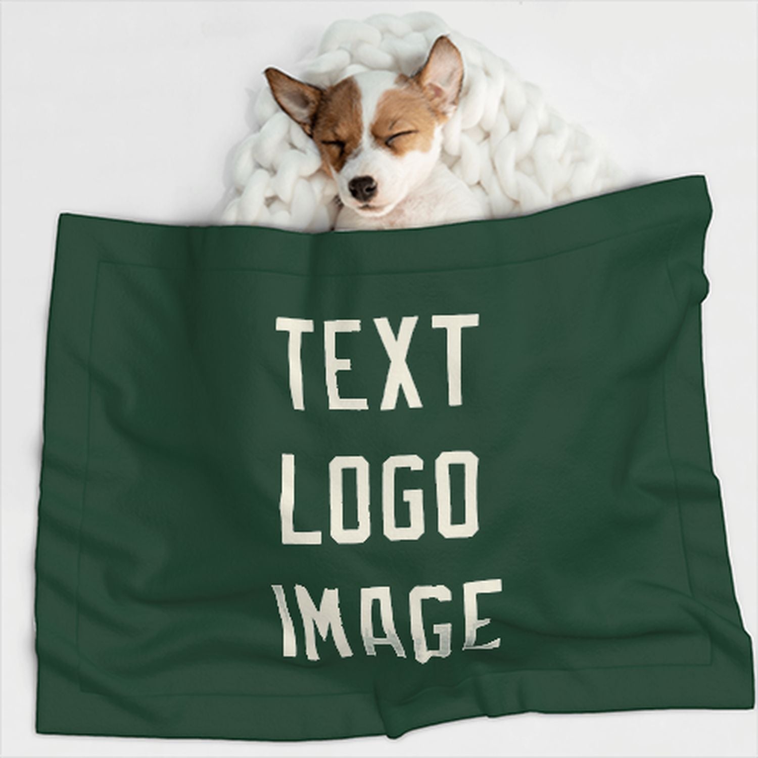 Coperta personalizzata per animali domestici color verde muschio e beige