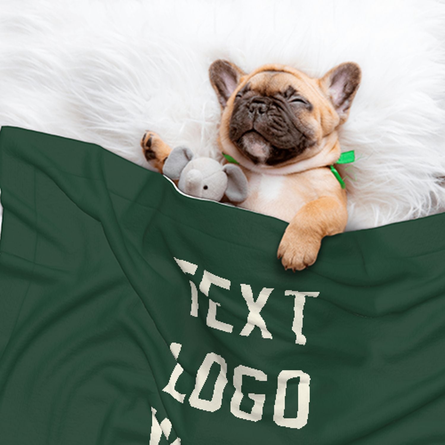 Coperta personalizzata per animali domestici color verde muschio e beige