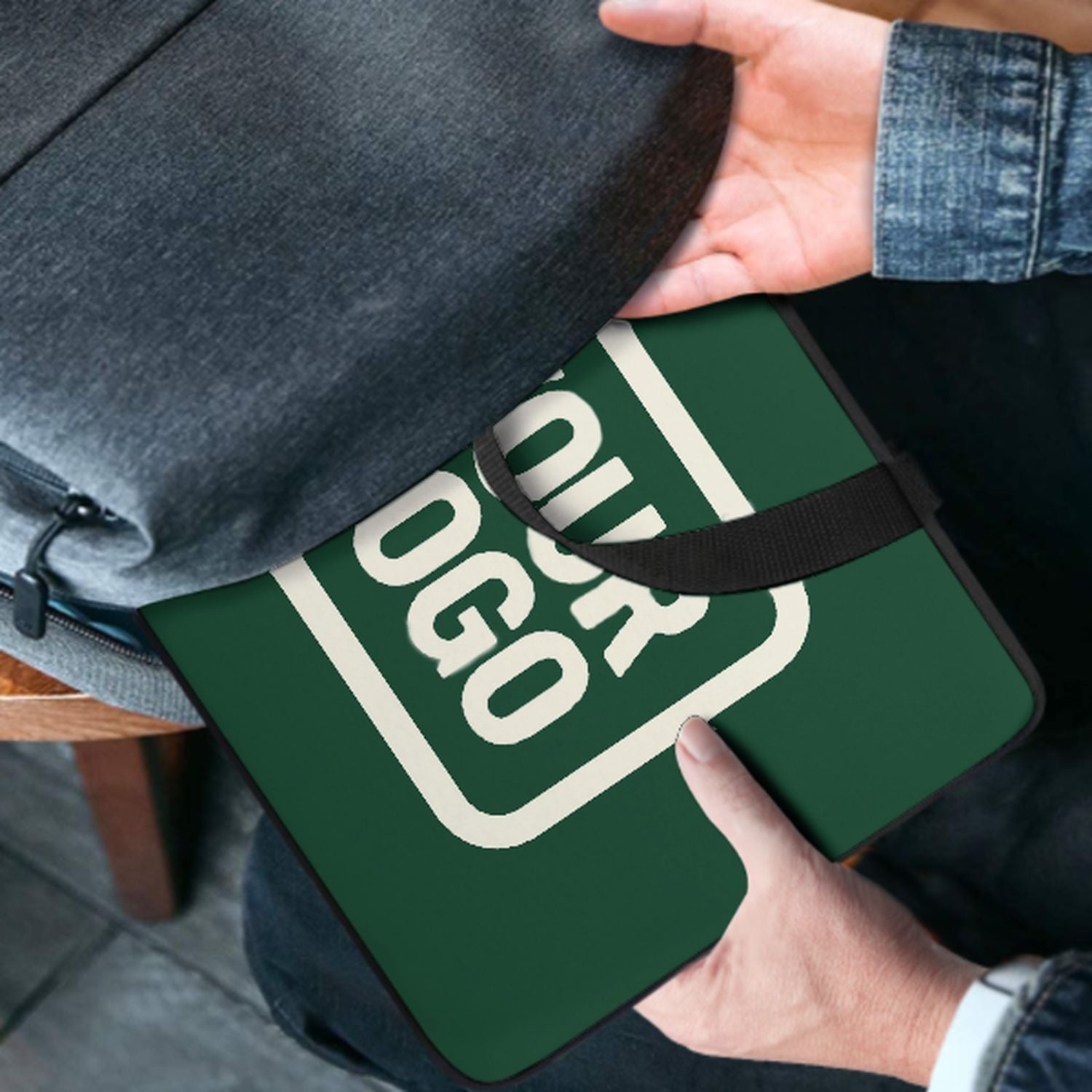 Bolsa para computadora portátil con cámara verde musgo hecha a medida