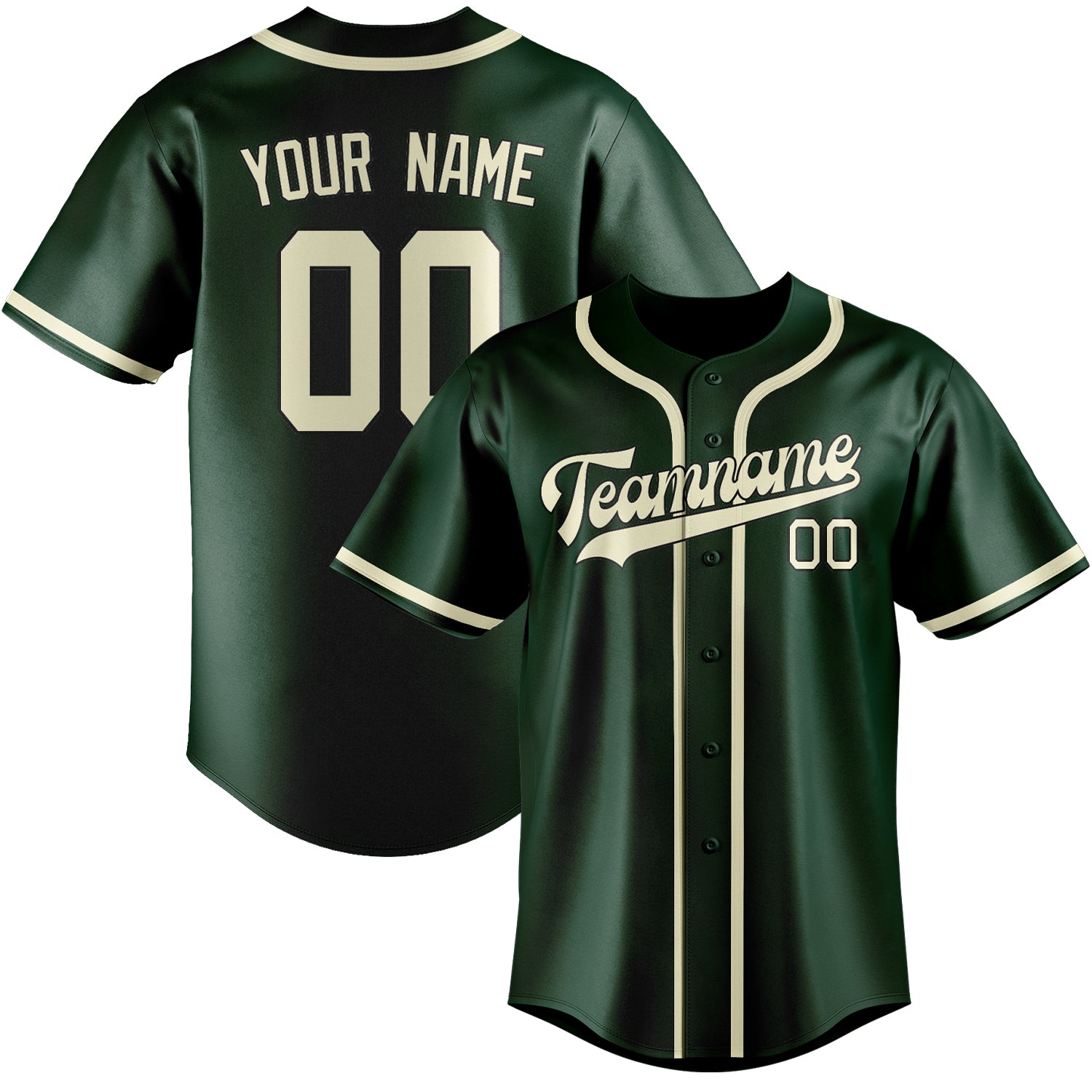 Benutzerdefiniertes Professionelles Moosgrün Beige Baseballtrikot