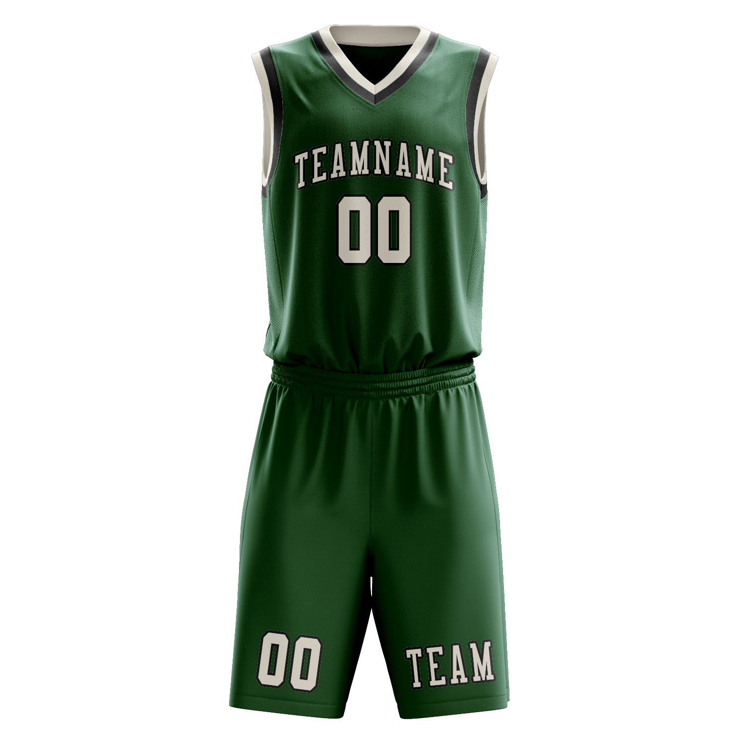 Benutzerdefiniertes Professionelles Moosgrün Beige Basketballtrikot-Set