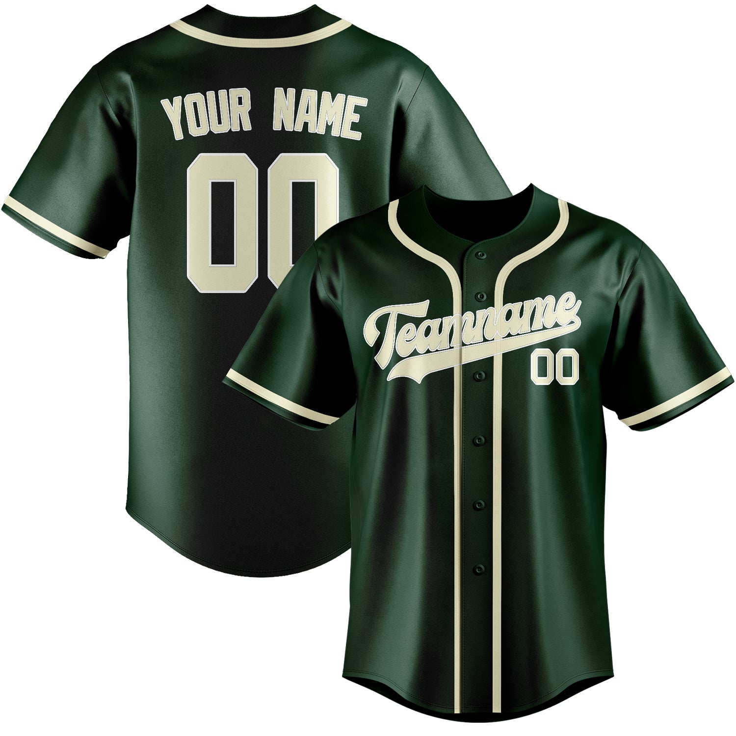 Benutzerdefiniertes Professionelles Moosgrün Beige Baseballtrikot