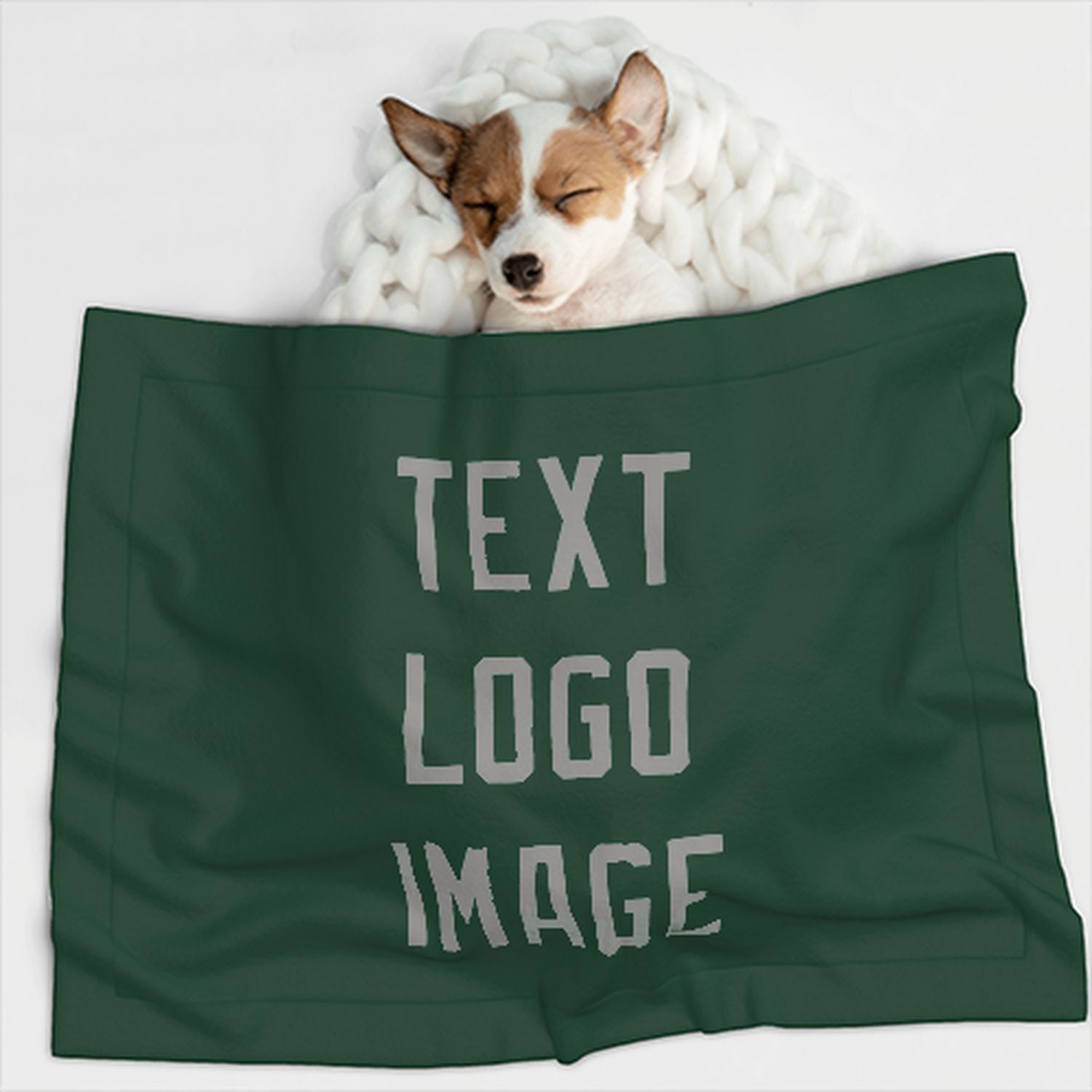 Coperta personalizzata per animali domestici color verde muschio e grigio