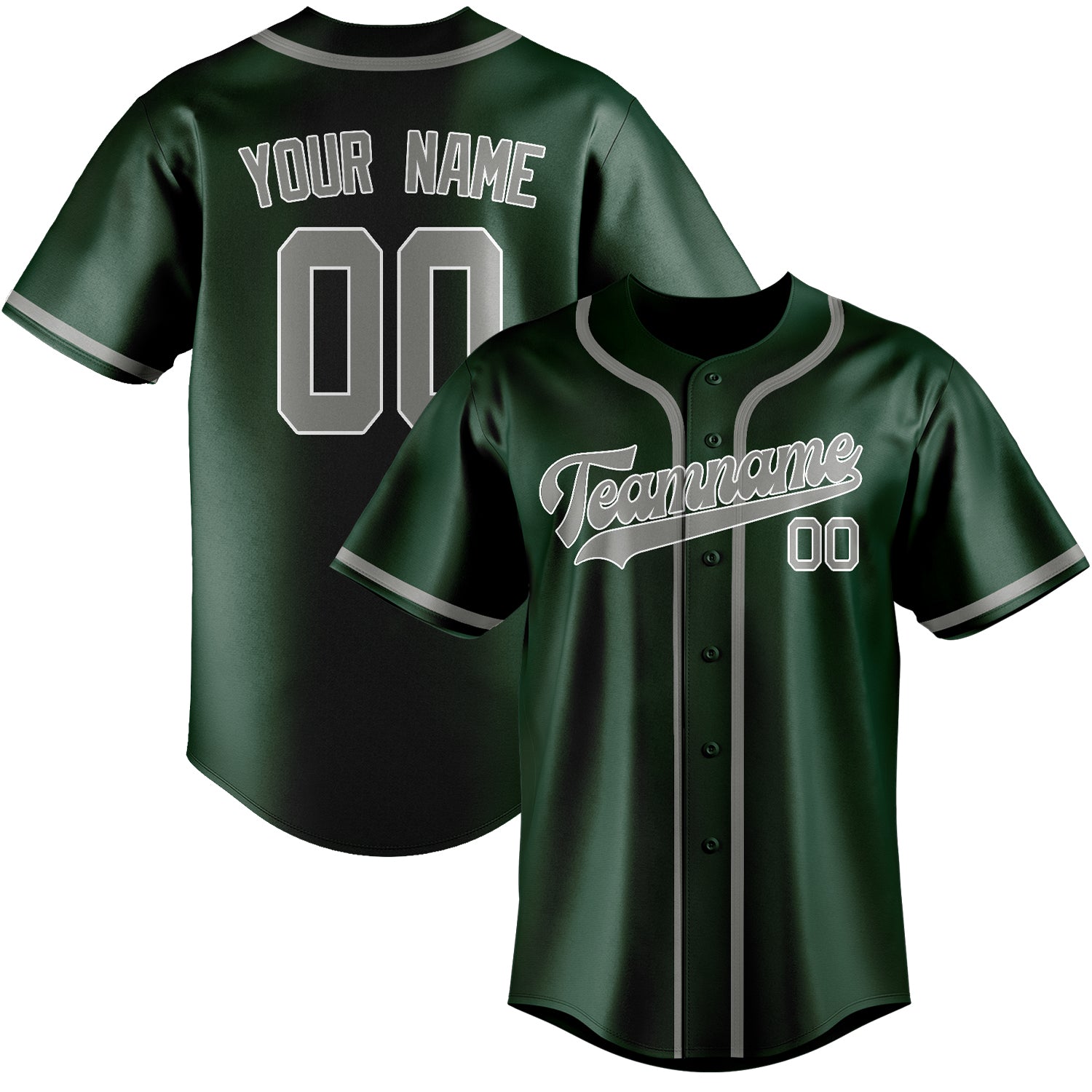 Benutzerdefiniertes Professionelles Moosgrün Grau Baseballtrikot