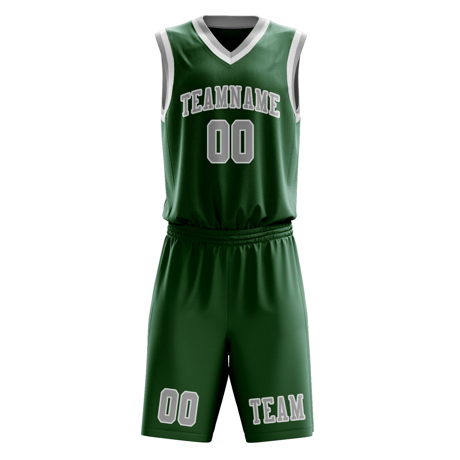 Benutzerdefiniertes Professionelles Moosgrün Grau Basketballtrikot-Set