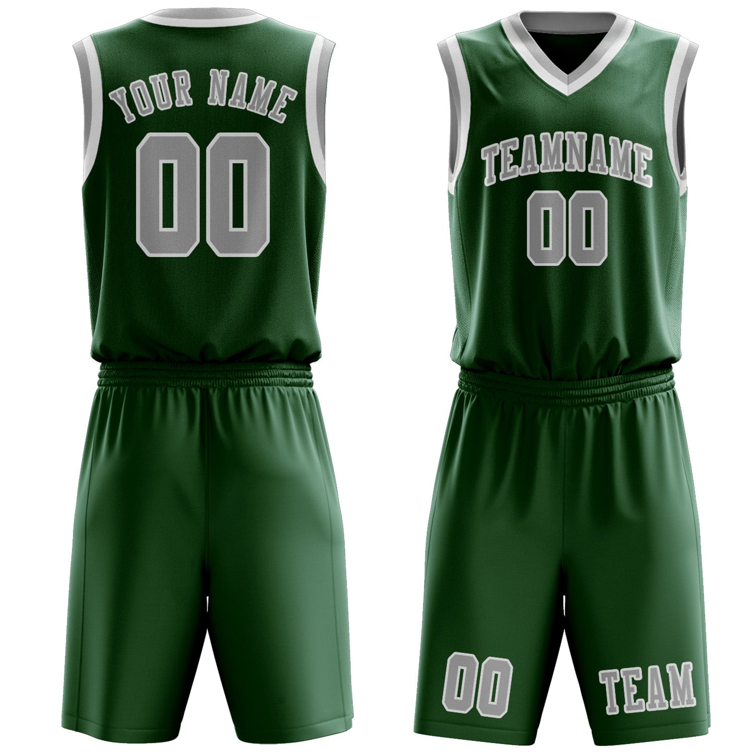 Benutzerdefiniertes Professionelles Moosgrün Grau Basketballtrikot-Set