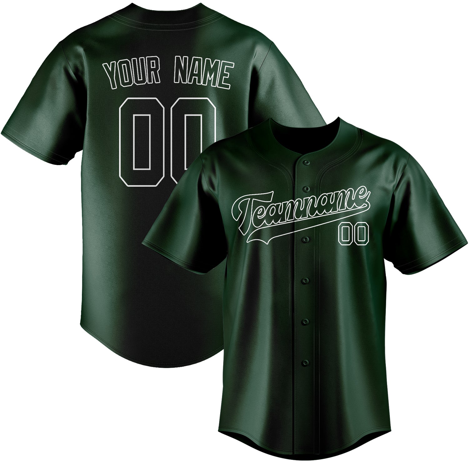 Benutzerdefiniertes Professionelles Moosgrün Weiß Baseballtrikot