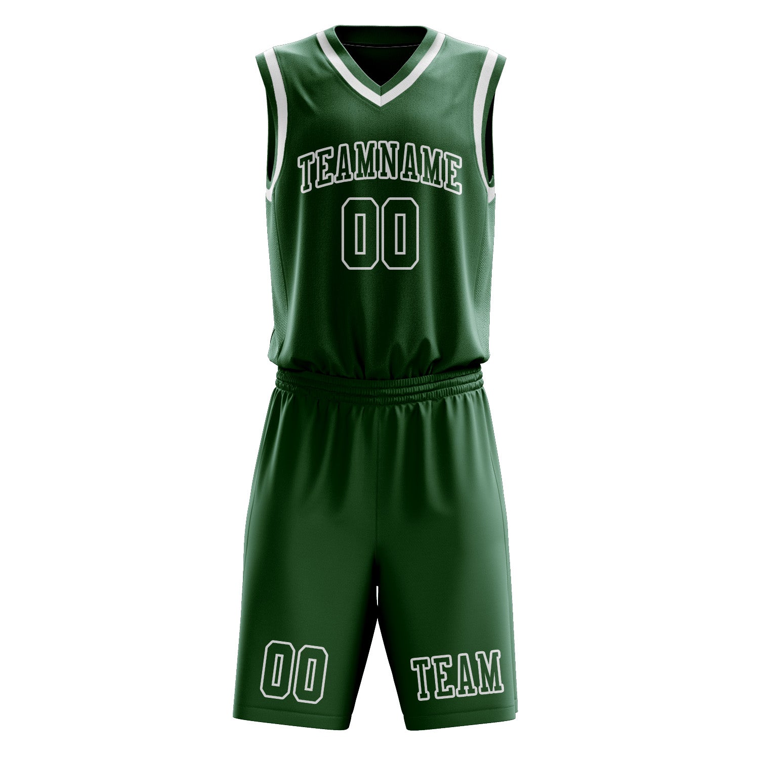 Benutzerdefiniertes Professionelles Moosgrün Weiß Basketballtrikot-Set